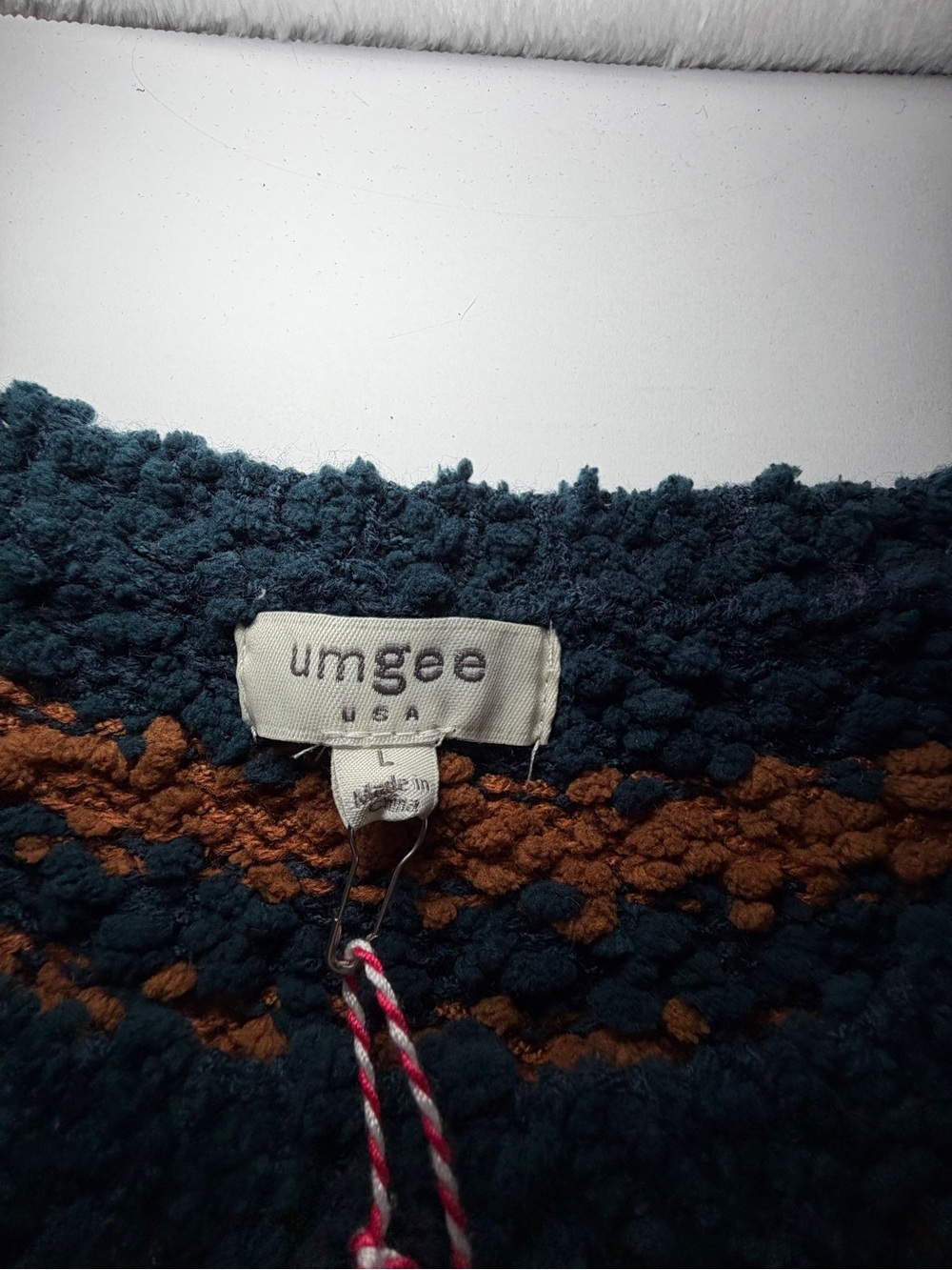Umgee Striped Crewneck Sweater in Rust and Dark Teal - Picture 2 of 6